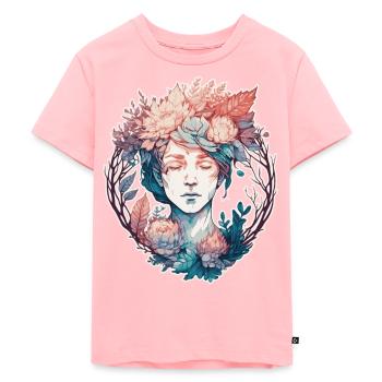 Spring Flower Crown Girl Cottagecore Fairy Aesthet - T-shirt Premium bio Enfant - rose - Devant - AI Model Kid Female (0cm)