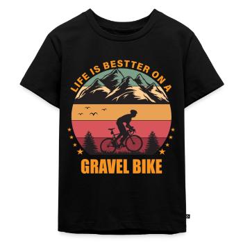 Gravel Bike Gravel Bikes Gravel Fahrrad - Kinder Premium Bio T-Shirt - Schwarz - Vorne - Mikhail (115cm)