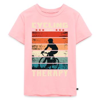 Cycling Is My Therapy - Kinder Premium Bio T-Shirt - Rosa - Vorne - AI Model Kid Female (0cm)