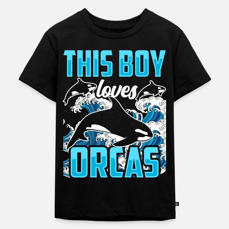 Ce garçon aime les orques Orque baleine protégeant la mer - T-shirt Premium bio Enfant - noir