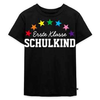 ERSTE KLASSE SCHULKIND 2025 - ERSTER SCHULTAG - Kinder Premium Bio T-Shirt - Schwarz - Vorne - Mikhail (115cm)