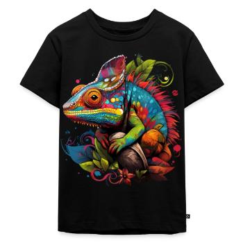 Caméléon coloré - T-shirt Premium bio Enfant - noir - Devant - Mikhail (115cm)