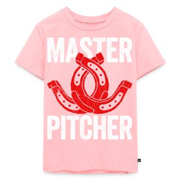 Master Pitcher Horseshoe Pitching - Kinder Premium Bio T-Shirt - Rosa - Vorne - AI Model Kid Female (0cm)