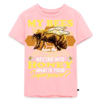 Mes abeilles transforment le nectar en miel - T-shirt Premium bio Enfant - rose - Devant - AI Model Kid Female (0cm)