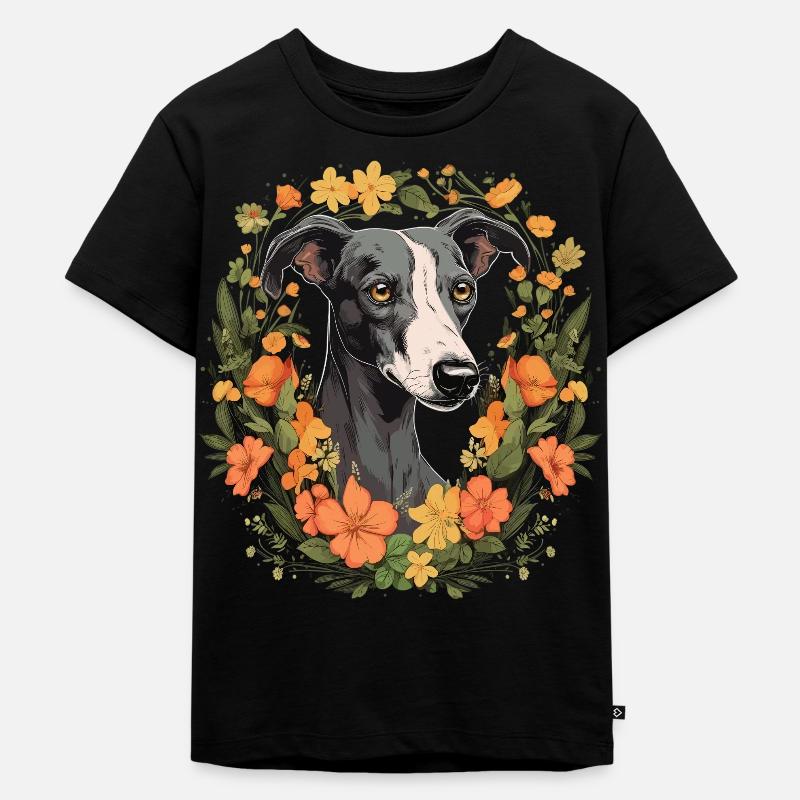 Whippet Hund Geschenk - Kinder Premium Bio T-Shirt - Schwarz