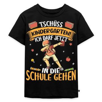 Schulkind Schulanfang Tschüss Kindergarten - Kinder Premium Bio T-Shirt - Schwarz - Vorne - Mikhail (115cm)