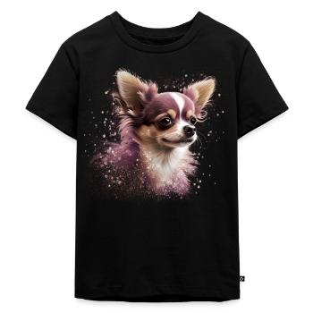 Chihuahua | Pretty Pink Rosa Mädchen Hunde Mama - Kinder Premium Bio T-Shirt - Schwarz - Vorne - Mikhail (115cm)
