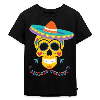 Dia de Los Muertos Sombrero Mexiko - Kinder Premium Bio T-Shirt - Schwarz - Vorne - Mikhail (115cm)