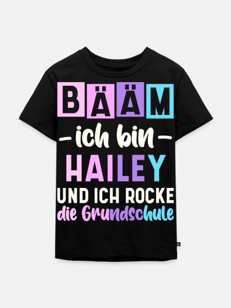 Name Hailey Geschenk Grundschule - Kinder Premium Bio T-Shirt - Schwarz