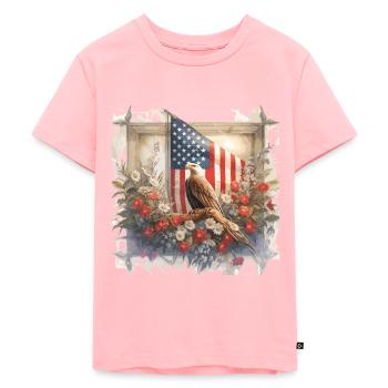Vintage America Flag Common Bald Eagle États-Unis - T-shirt Premium bio Enfant - rose - Devant - AI Model Kid Female (0cm)