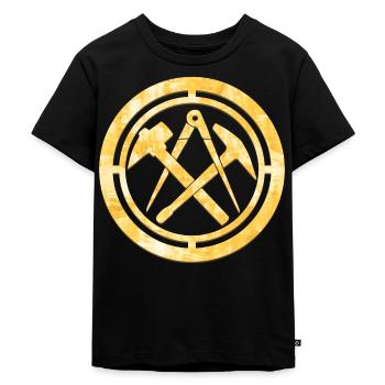 Logo de la Guilde des couvreurs Armoiries Or - T-shirt Premium bio Enfant - noir - Devant - Mikhail (115cm)
