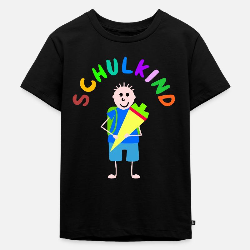 Strichmännchen Schulkind - Kinder Premium Bio T-Shirt - Schwarz