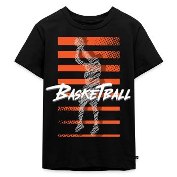 Basketball Basketballer - Kinder Premium Bio T-Shirt - Schwarz - Vorne - Mikhail (115cm)