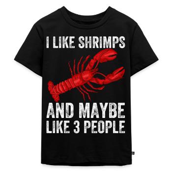 J’aime les crevettes et autres fruits de mer - T-shirt Premium bio Enfant - noir - Devant - Mikhail (115cm)