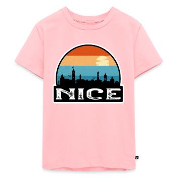 Nice France Flag Skyline Travel Souvenir - Kids Premium Organic T-Shirt - rose - Front - AI Model Kid Female (0cm)