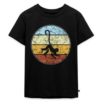 Affe Retro - Kinder Premium Bio T-Shirt - Schwarz - Vorne - Mikhail (115cm)