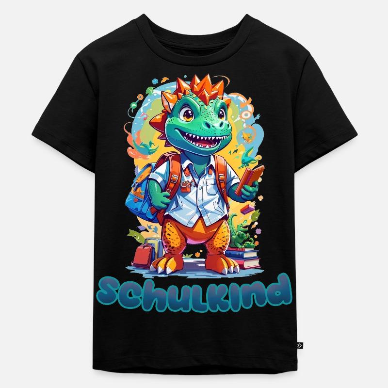 Schulkind - Einschulung - Dino - Kinder Premium Bio T-Shirt - Schwarz