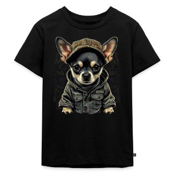 Chihuahua | Chien Cool | Rap | Hip-Hop | Gangster - T-shirt Premium bio Enfant - noir - Devant - Mikhail (115cm)