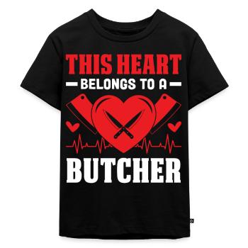 Boucher, Maître boucher, Boucherie, Cœur de boucher - T-shirt Premium bio Enfant - noir - Devant - Mikhail (115cm)