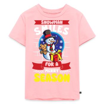 Funny Snowman Season Winter Christmas Snowman Joy - Kinder Premium Bio T-Shirt - Rosa - Vorne - AI Model Kid Female (0cm)