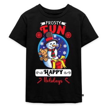 Funny Snowman Season Winter Christmas Snowman Joy - Kinder Premium Bio T-Shirt - Schwarz - Vorne - Mikhail (115cm)