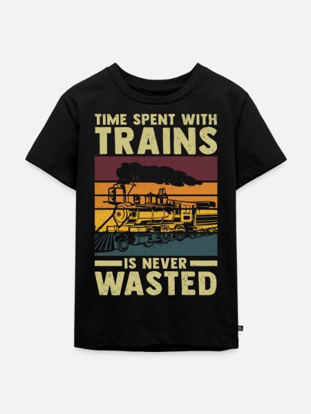 Modelleisenbahn Lokführer Dampflok Modellbahn - Kinder Premium Bio T-Shirt - Schwarz