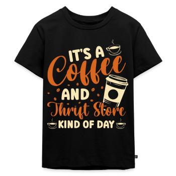 Second-hand goods and coffee day - Kids Premium Organic T-Shirt - black - Front - Mikhail (115cm)
