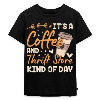 Second-hand goods and coffee day - Kids Premium Organic T-Shirt - black - Front - Mikhail (115cm)