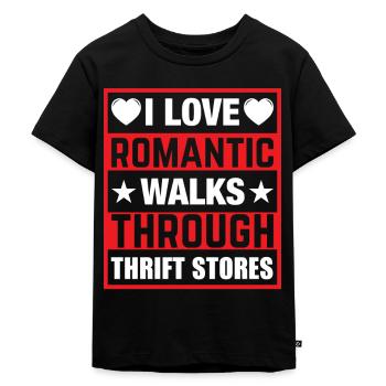 Romantischer Spaziergang Gebrauchtwarenladen - Kinder Premium Bio T-Shirt - Schwarz - Vorne - Mikhail (115cm)