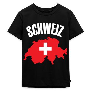 Schweiz - Schweiz Karte Schweizer Flagge - Kinder Premium Bio T-Shirt - Schwarz - Vorne - Mikhail (115cm)