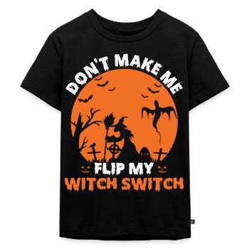 Magisches Halloween-Hexe-Design: Witch Switch! - Kinder Premium Bio T-Shirt - Schwarz - Vorne - Mikhail (115cm)