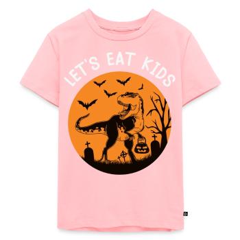 Let's Eat Kids Lustiger T-Rex auf Süßigkeitenjagd! - Kinder Premium Bio T-Shirt - Rosa - Vorne - AI Model Kid Female (0cm)
