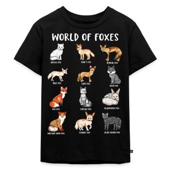 Viele Fuchsarten - Welt der Füchse - Kinder Premium Bio T-Shirt - Schwarz - Vorne - Mikhail (115cm)