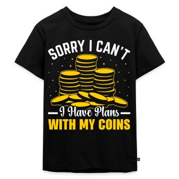 Coin Collector Coins Numismatics - Kids Premium Organic T-Shirt - black - Front - Mikhail (115cm)