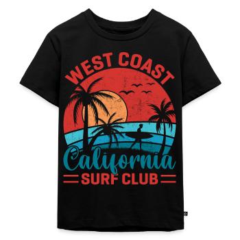 Côte Ouest Californie Surf Beach Palm Trees États-Unis - T-shirt Premium bio Enfant - noir - Devant - Mikhail (115cm)