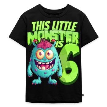 Dieses Kleine Monster Ist 6 - Sechs Jahre - 6. - Kinder Premium Bio T-Shirt - Schwarz - Vorne - Mikhail (115cm)