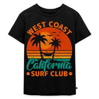 Californie Côte Ouest Surf Vagues Palmiers Été - T-shirt Premium bio Enfant - noir - Devant - Mikhail (115cm)