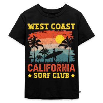 Surf Club California West Coast Beach Palm Trees - Kids Premium Organic T-Shirt - black - Front - Mikhail (115cm)