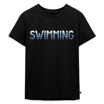 Schwimmen - Kinder Premium Bio T-Shirt - Schwarz - Vorne - Mikhail (115cm)