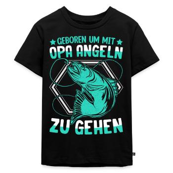 Kinder Angel Geschenkidee Hecht Karpfen - Kinder Premium Bio T-Shirt - Schwarz - Vorne - Mikhail (115cm)