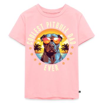 Pittie Dog Breed Pet - Le papa pitbull le plus cool de tous les temps - T-shirt Premium bio Enfant - rose - Devant - AI Model Kid Female (0cm)