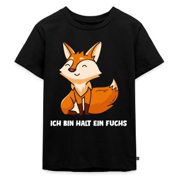 Ich bin halt ein Fuchs Schlauer Fuchs - Kinder Premium Bio T-Shirt - Schwarz - Vorne - Mikhail (115cm)