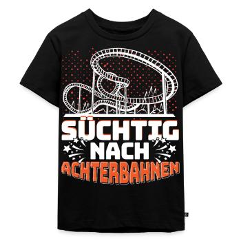 Achterbahn Freizeitpark Achterbahnfreak - Kinder Premium Bio T-Shirt - Schwarz - Vorne - Mikhail (115cm)