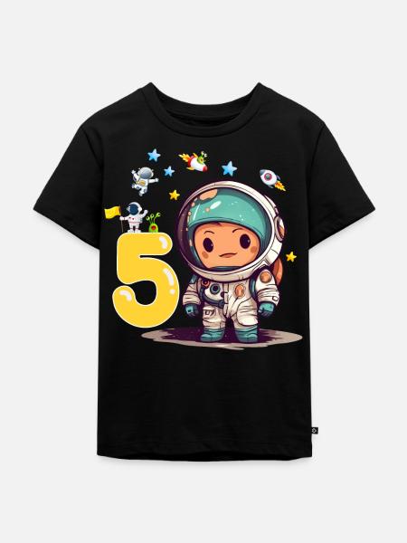Little Astronaut 5th Birthday - Kids Premium Organic T-Shirt - black