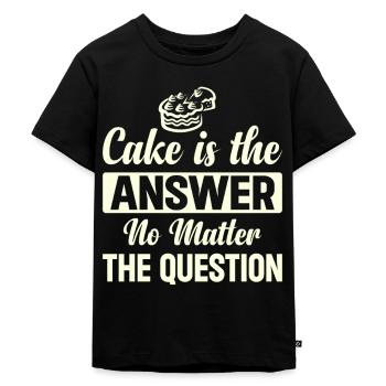 Cake is the answer, no matter what the question is - Kids Premium Organic T-Shirt - black - Front - Mikhail (115cm)