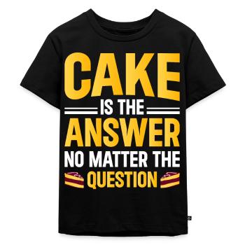 Cake is the answer, no matter what the question is - Kids Premium Organic T-Shirt - black - Front - Mikhail (115cm)