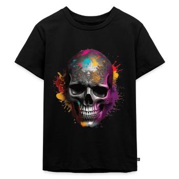 Skulls Skull Totenschädel Totenkopf Knochen - Kinder Premium Bio T-Shirt - Schwarz - Vorne - Mikhail (115cm)