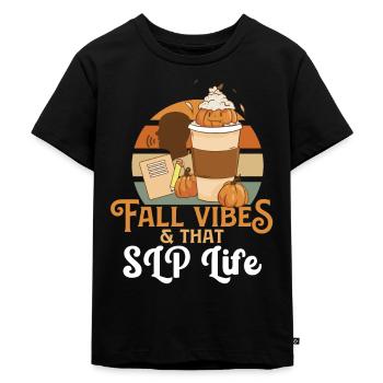 Fall Vibes That SLP Life Speech Language - Kinder Premium Bio T-Shirt - Schwarz - Vorne - Mikhail (115cm)
