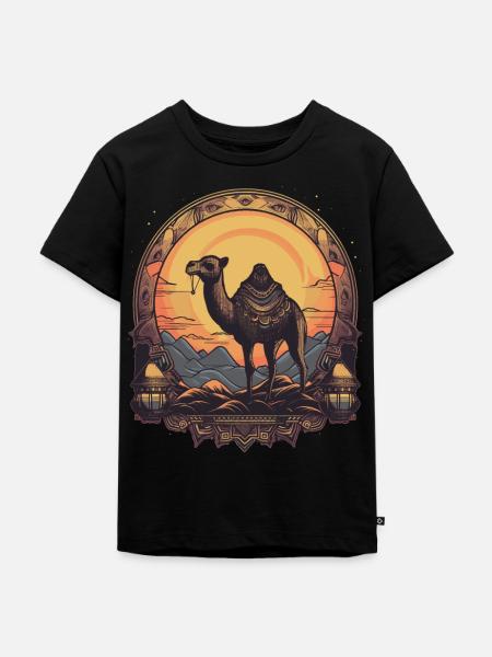 Kamel Retro Großkamel Ägypten - Kinder Premium Bio T-Shirt - Schwarz