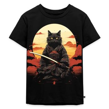 Épée de samouraï Ninja Cat | Meow Warrior - T-shirt Premium bio Enfant - noir - Devant - Mikhail (115cm)